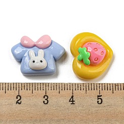 Deko-Cabochons aus undurchsichtigem Harz mit Hasenmotiv RESI-G099-03