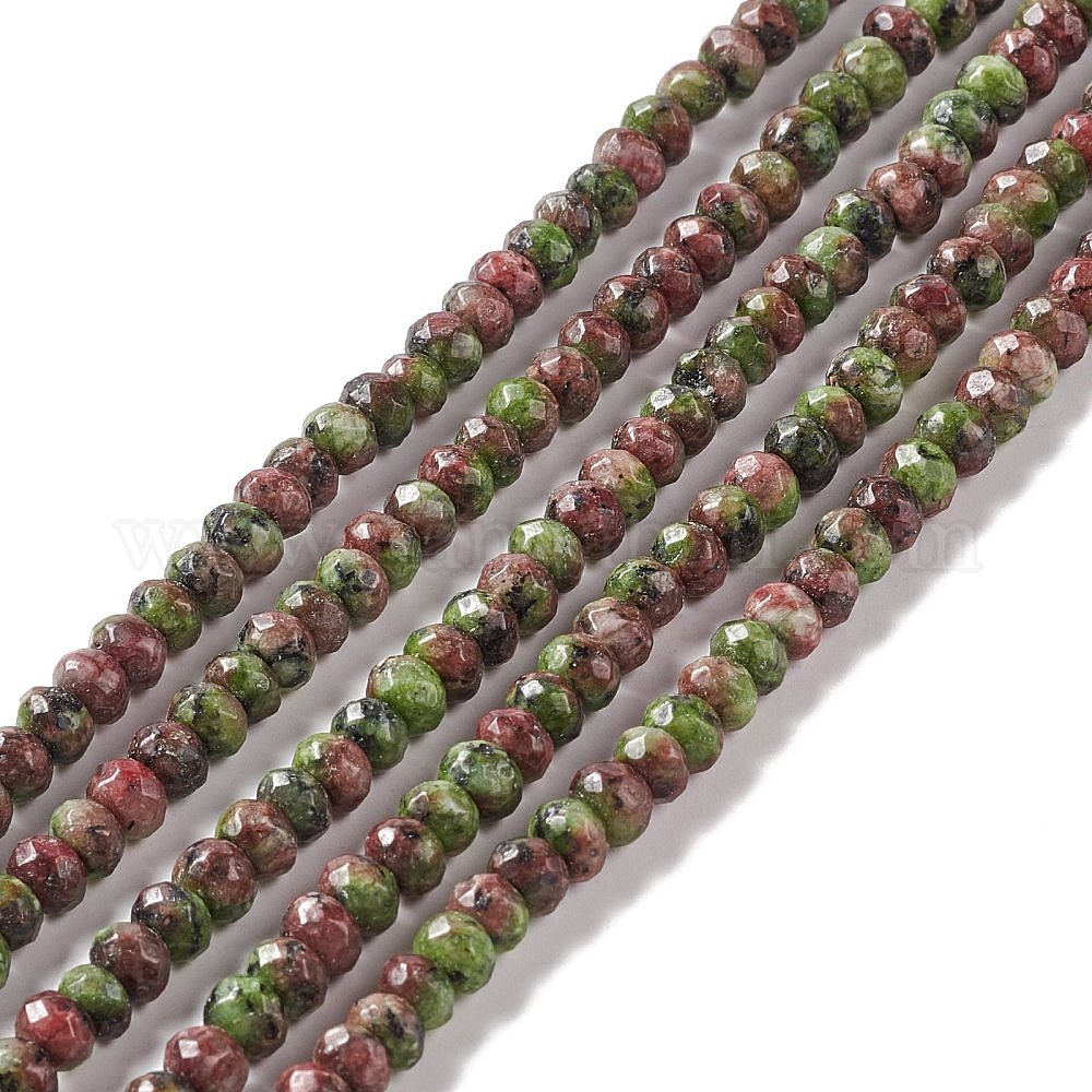 Wholesale Dyed Natural Sesame Jasper Kiwi Jasper Rondelle Beads Strands