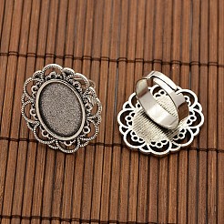 13x18 mm oval Kuppel Klarglasabdeckung und antiken goldenen Legierung cabochon Fassungen mit Verbinder Sets DIY-X0197-AS