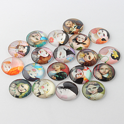 Mädchen gedruckt Glas Cabochons GGLA-A002-12mm-PP