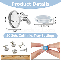 DIY-Set zur Herstellung blanker Manschettenknöpfe mit Kuppel DIY-DC0002-60A