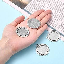 Tibetischen Stil Anhänger cabochon Fassungen mit antiken metallic Farbe und erhöht Skulptur sind voller Retro-Stil TIBEP-O006-19AS