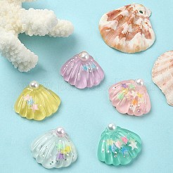 10 Stück 5 Farben Ozean-Thema durchscheinende Harz-Cabochons RESI-YW0001-52