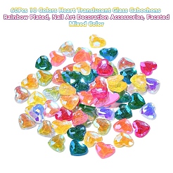 60 Stück 10 Farben Herz durchscheinende Glascabochons MRMJ-YW0002-003
