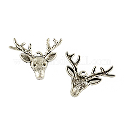 Tibetanische Stil Legierung Weihnachten Rentier / Hirsch Anhänger Strass Fassungen TIBEP-Q043-342-RS