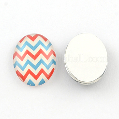 Meer Thema Muster Glas oval flatback BlumeCabochons für DIY-Projekte X-GGLA-R022-40x30-86