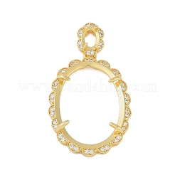 Ovale Messing Micro Pave klare Zirkonia Anhänger Cabochon Fassungen KK-U026-13G