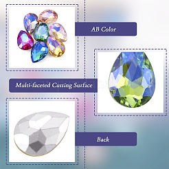 70 Stück 7 Farben spitz zulaufende Glas-Strass-Cabochons RGLA-TA0001-06