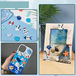 40 Stück 10 Stile Ozean-Thema undurchsichtige Harz-Cabochons RESI-SC0003-16