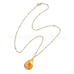 Подвеска в форме капли из натурального янтаря&nbsp;NJEW-JN05983-01