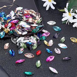 128 Stück 16 Farben Glas Strass Cabochons RGLA-FG0001-17