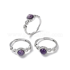 Кольца из натурального чароита RJEW-A084-04P-07