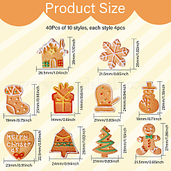 40 Stück 10 Stile Weihnachtsmotiv opake Harz Nachahmung Keks Decoden Cabochons RESI-CA0001-75