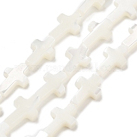 Натуральный белый перламутровый крестик из бисера&nbsp;X-SSHEL-F0812C