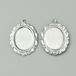 316 chirurgischer Edelstahl-Anhänger-Cabochon-Fassungen X-STAS-WH0044-21P