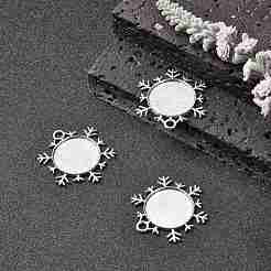 Weihnachten Ornamente Legierung Schneeflocke Anhänger Cabochon Fassungen X-TIBEP-O006-29AS
