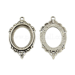 Tibetischen Stil Legierung Raute Strass Cabochon Fassungen mit Verbinder TIBEP-R334-245AS-RS