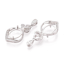925 Sterling Silber Micro Pave Zirkonia Anhänger Krallen Cabochon Fassungen STER-N016-49P