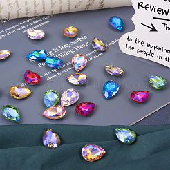 70 Stück 7 Farben spitz zulaufende Glas-Strass-Cabochons RGLA-TA0001-06