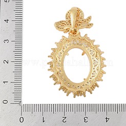 Ovale Messing Micro Pave klare Zirkonia Anhänger Cabochon Fassungen KK-U026-15G