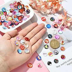 Valentinstag-Thema Flatback-Glascabochons GGLA-N005-12mm-02