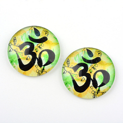 Yoga Thema Glas Cabochons X-GGLA-L011-25mm-18