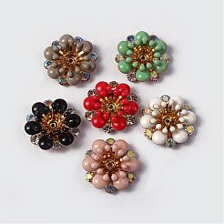 Blume Messing Strass Emaille Fassungen für Cabochon KK-K114-FGM-G