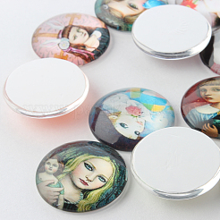 Mädchen gedruckt Glas Cabochons GGLA-A002-12mm-PP