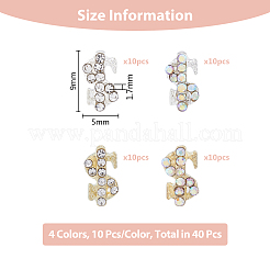 40 stücke 4 stil legierung strass cabochons MRMJ-FH0001-27