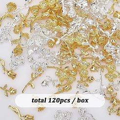 120 Stück 2 Farben Rosenblüten-Cabochons aus Legierung MRMJ-OC0002-93