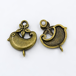 Legierung cabochon Fassungen mit Verbinder EA11604Y-AB