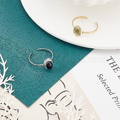 2 Stück 2 Farben 304 Edelstahl offene Manschette Fingerring Cabochon-Einstellungen STAS-UN0045-16