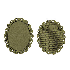 Vintage tibetischer Stil Aluminium Brosche Cabochon Fassungen TIBE-Q032-11AB-NR