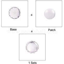 Pandahall Elite 30 Stk. 12 mm flache runde Messing Ohrstecker Cabochon Einstellung Pfosten Tasse mit 30 Stk. 12 mm Klarglas Cabochons für Ohrring DIY Schmuck Handwerk DIY-PH0020-31P