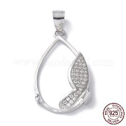 Gestellbeschichtung 925 Sterlingsilber Mikropflaster klare Zirkonia Anhänger Cabochon Fassungen STER-NH0001-44P