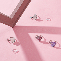 DIY Rohling Herz Manschettenring Set FIND-UN0002-92