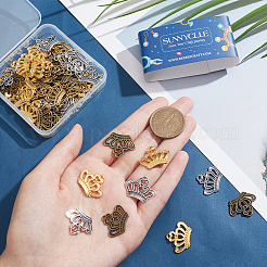 64 Stück 4 Farben Legierung Anhänger Strass-Einstellungen für Emaille FIND-SC0006-05