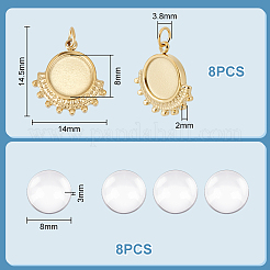 8 Stück Cabochon-Fassungen für Anhänger aus 304 Edelstahl DIY-UN0055-93
