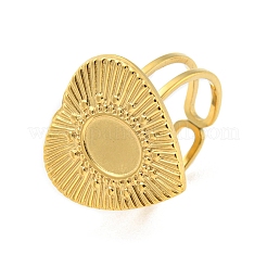 Ionenplattierung (IP) 304 Edelstahl offene Manschette Pad Ring Cabochon-Einstellungen RJEW-K245-90G