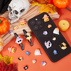 96 Stück 16 Stile Halloween Motiv opake Resin Decoden Cabochons CRES-SC0002-90