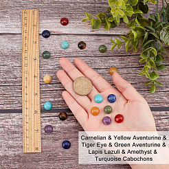 28 Stück 7 Stile Karneol & gelber Aventurin & Tigerauge & grüner Aventurin & Lapislazuli & Amethyst & Türkis Cabochons G-SC0002-13A
