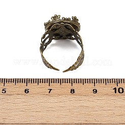Verstellbare antike Bronze Ton Filigrane Messingring Komponente Cabochon Einstellungen X-KK-G020-A
