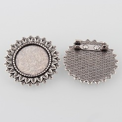 Antike Legierungblumenbrosche Cabochon Lünette Fassungen PALLOY-O038-21AS