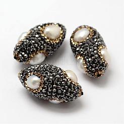 Pferd Auge Fimo-Perlen Strass RB-L027-05B