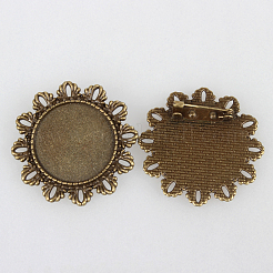 Weinlese Legierung  Broschennadeln cabochon lünette Fassungen PALLOY-N0085-63AB-NF