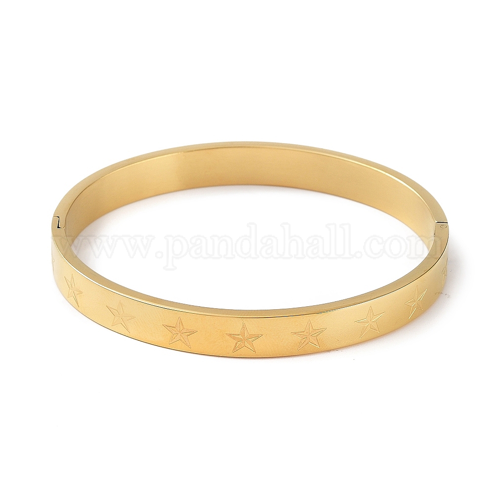 Wholesale Ion Plating IP 304 Stainless Steel Grooved Star Bangles