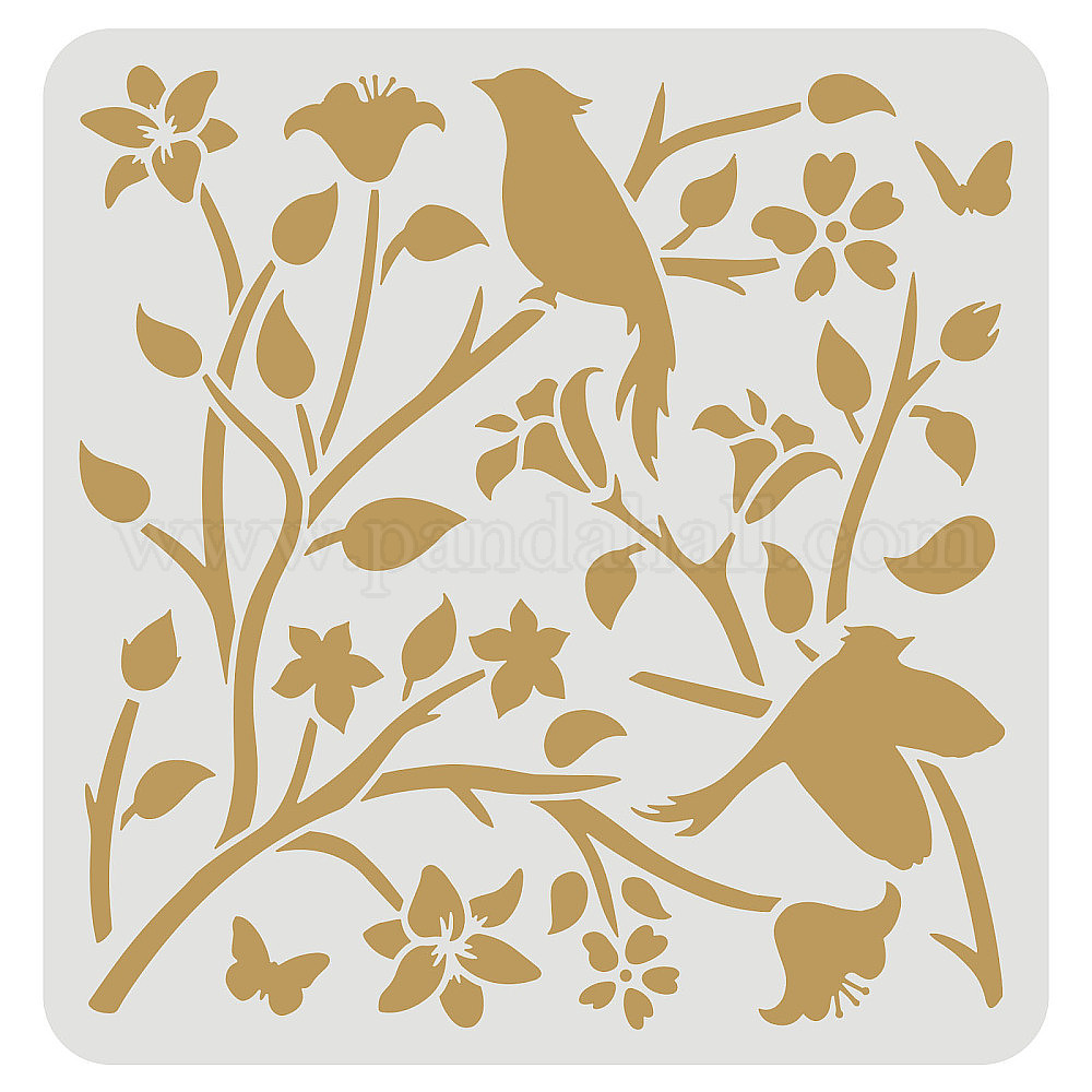 Wholesale FINGERINSPIRE Bird On Branch Stencil For Painting 30x30cm