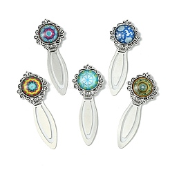 Lesezeichen mit Mosaik-bedruckten Glas-Cabochons AJEW-JK00274