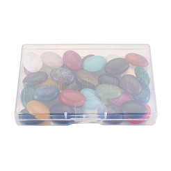 36 Stück Cabochons aus natürlichen und synthetischen Edelsteinen im 18-Stil G-FW0001-07