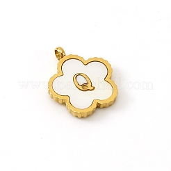 Goldener Ton Edelstahl Pavé weiße Muschel Buchstabe Blumen Charms PW-WGC5230-17